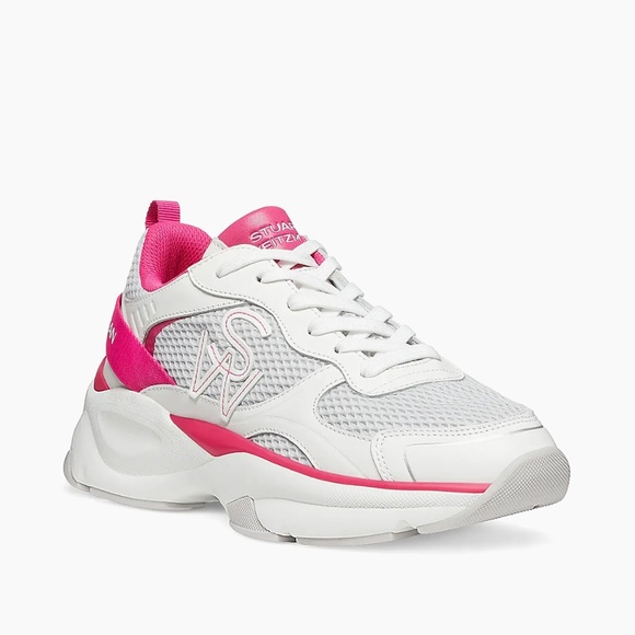 BRAND NEW Stuart Weitzman Mesh & Leather Trainer Sneakers - Picture 2 of 8